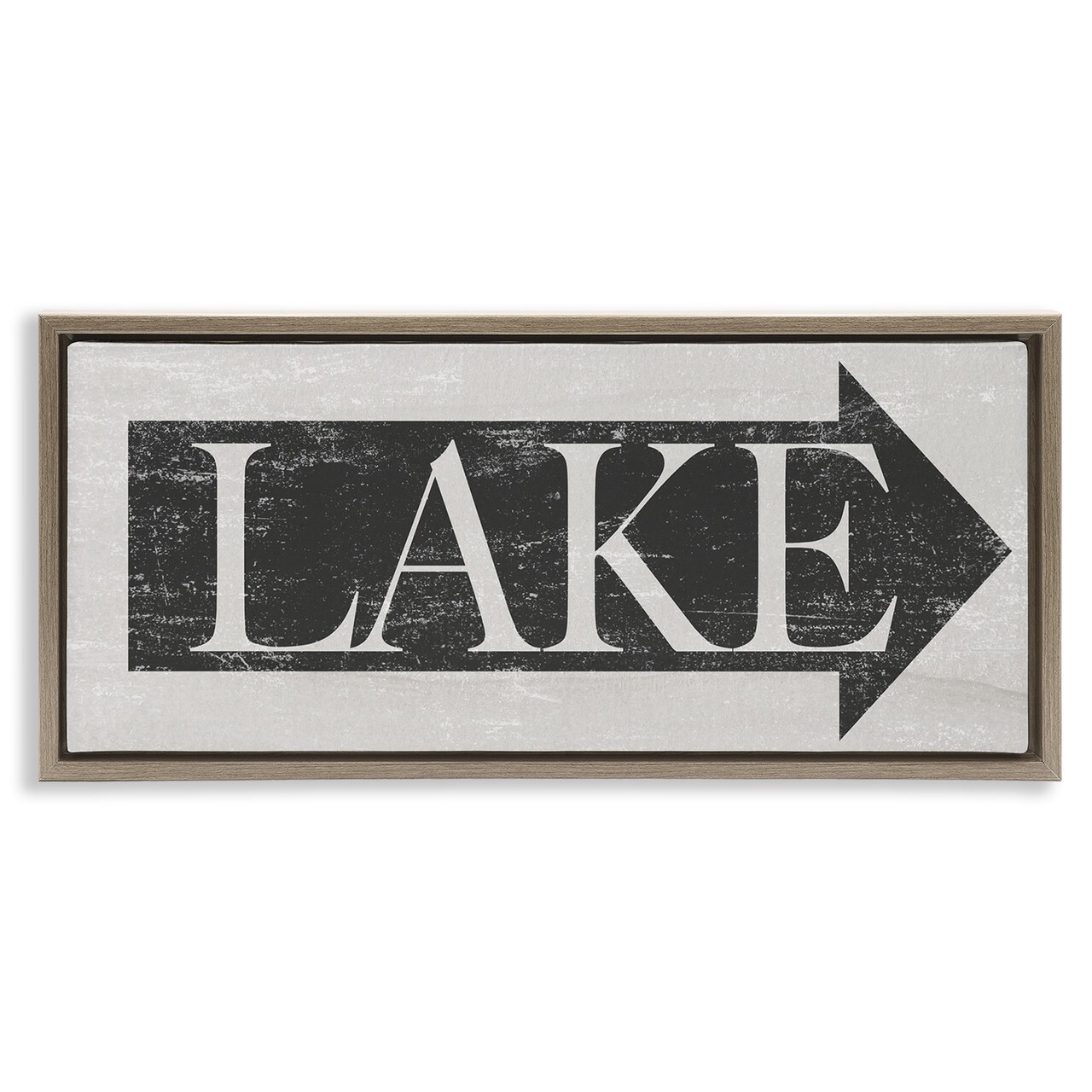 Stupell Industries Distressed Lake Arrow Sign Framed Floater Canvas Wall Art